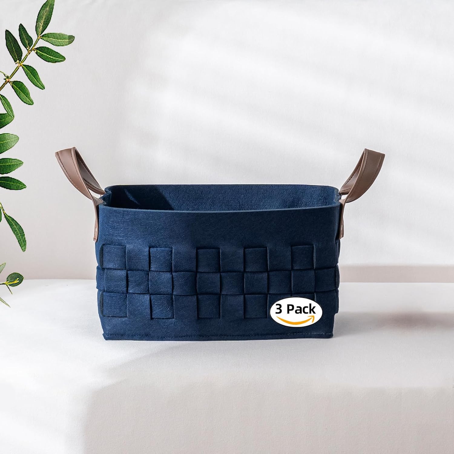 BOLDMONKEY Storage Baskets for Shelves 3 Pack, Small 7.9