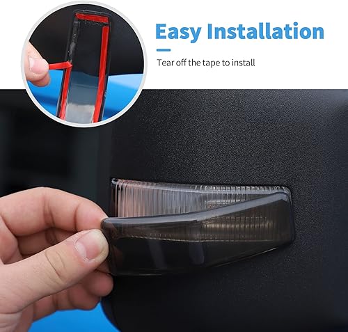 Miniatura 5 de Cubierta de lámpara de señal de giro para espejo lateral compatible con Ford Bronco 2021 2022 2023 (negro ahumado)