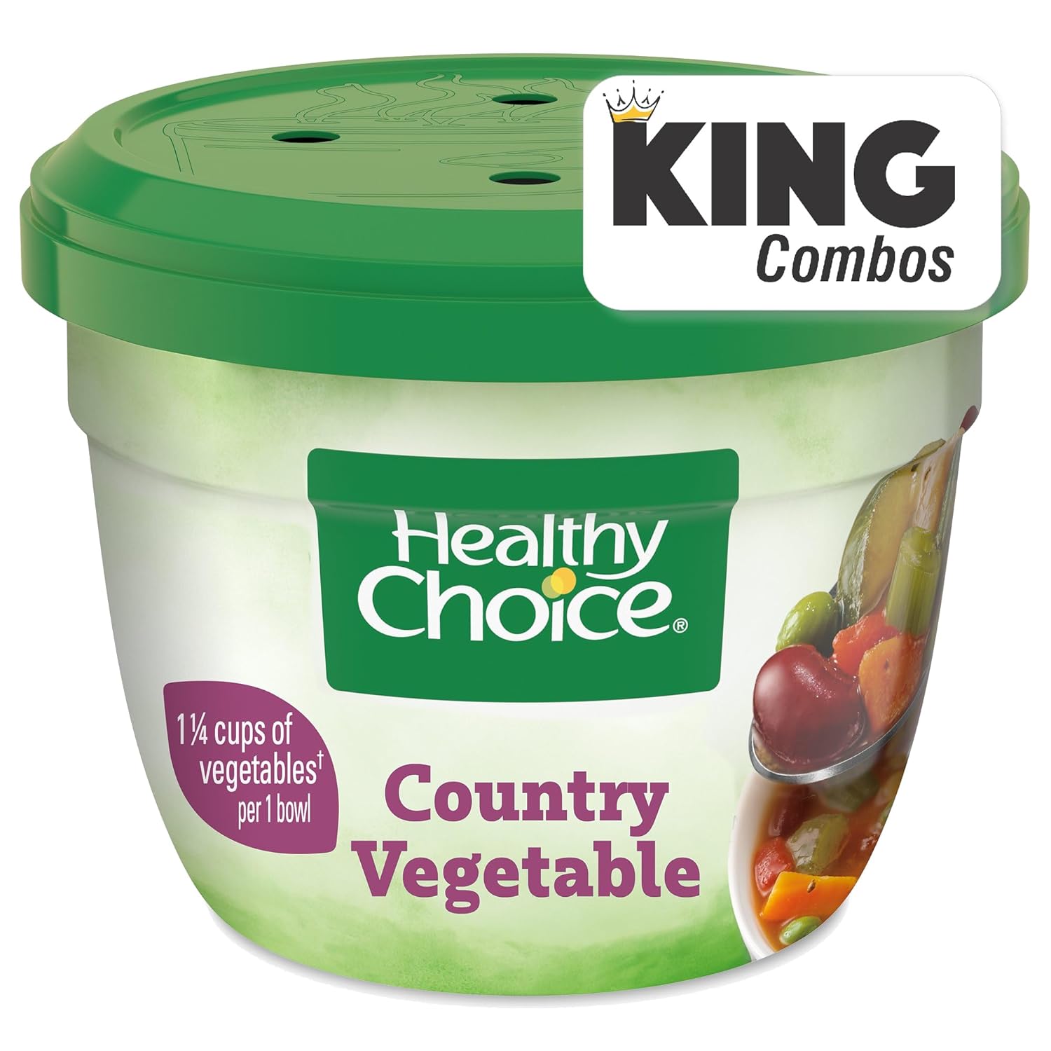 Healthy Choice Country Vegetable Soup, Microwave Bowl, 14 oz, King Combos QR code, Pack of (12)