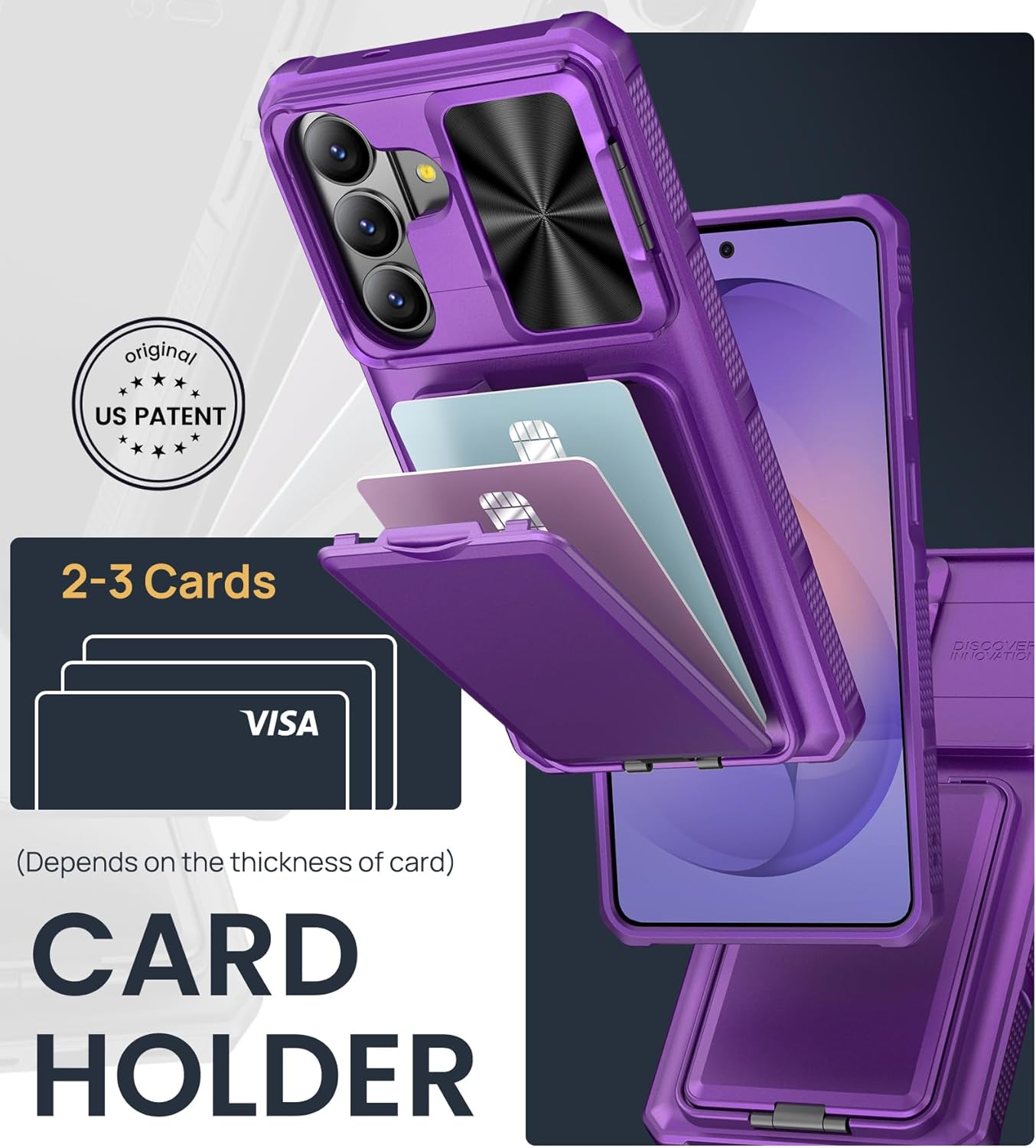 SSLOTSCASE for Samsung Galaxy S26+ Plus Case with Card Holder & Kickstand & Slide Camera Lens Cover & Camera Stand & Wallet, Phone Lanyard Crossbody with 2X TPU Clear Tabs