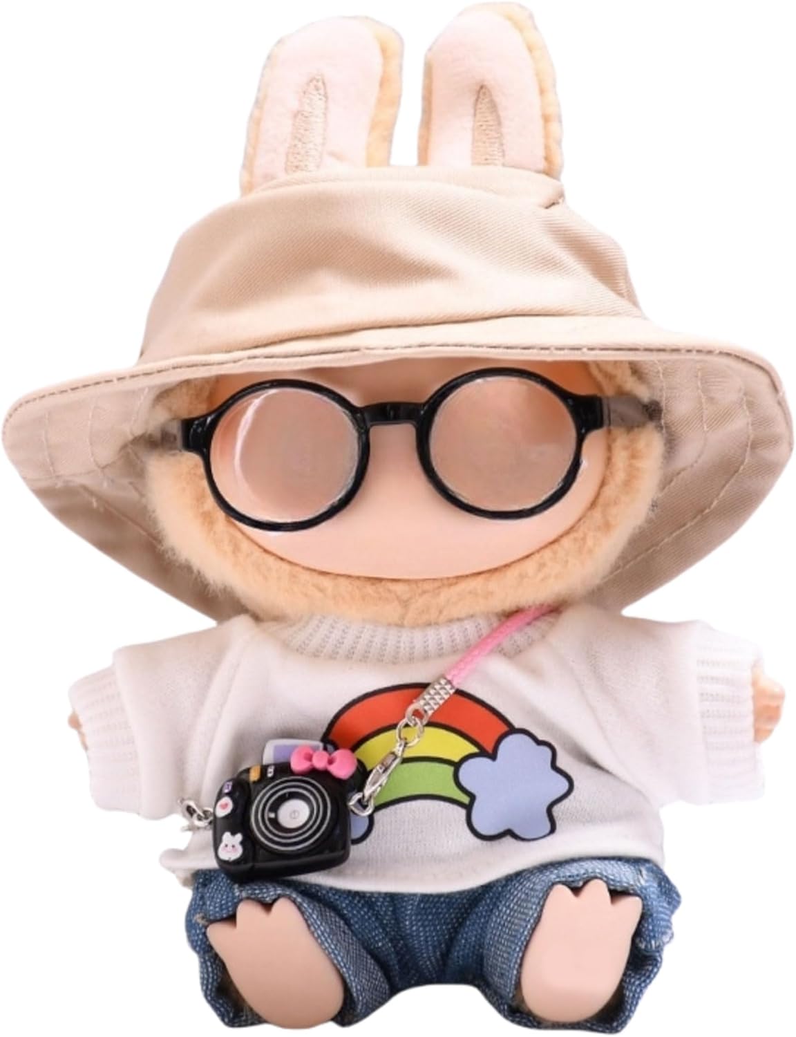 Doll Clothes 4-Piece Sets Compatible with Labubu Clothes Dolls Accessories Adorable Dress Up Suitable for 17CM (6.7INCHES) Dolls (No Doll)