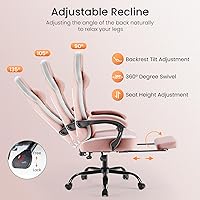 Vista 27 de DUMOS Silla de juegos con reposabrazos de conexión, sillas de videojuegos con cojín de resorte de bolsillo, silla ergonómica para computadora