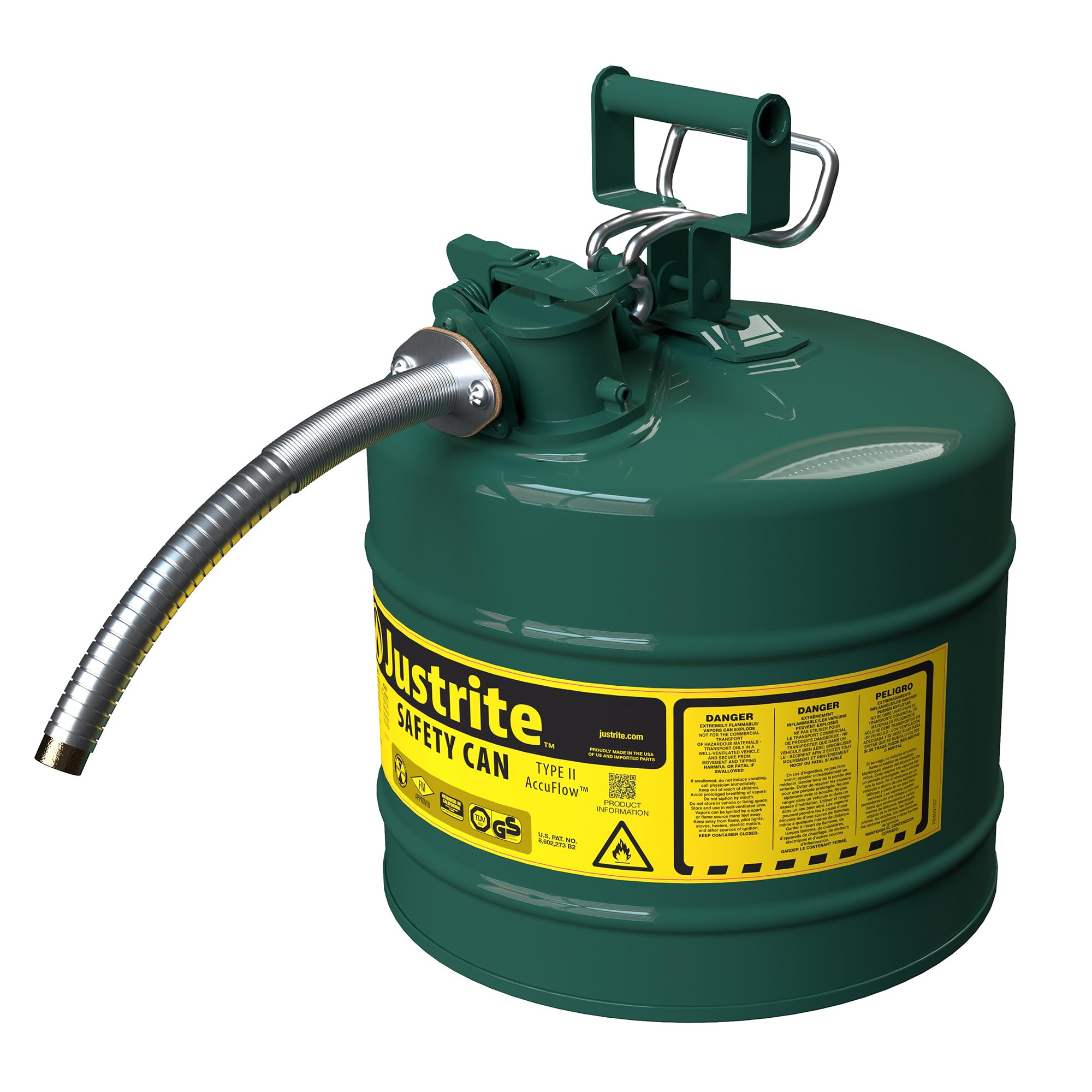 Justrite Type II Green Safety Can