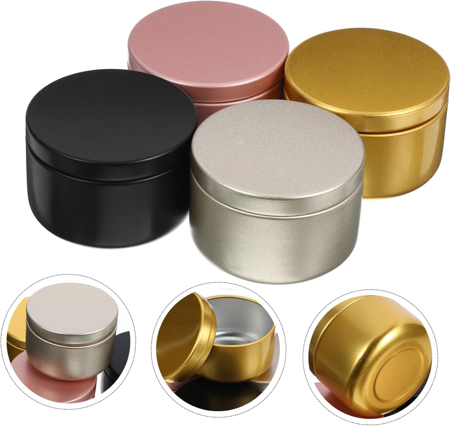 Pcs Candle Jar Jar Candle Tins Bulk Cookie Tins Bulk Tins Storage for Candle Rose Gold Candle Tins Tea Candles with Lids Tin Containers Candletinslid Candles Kit Aluminum