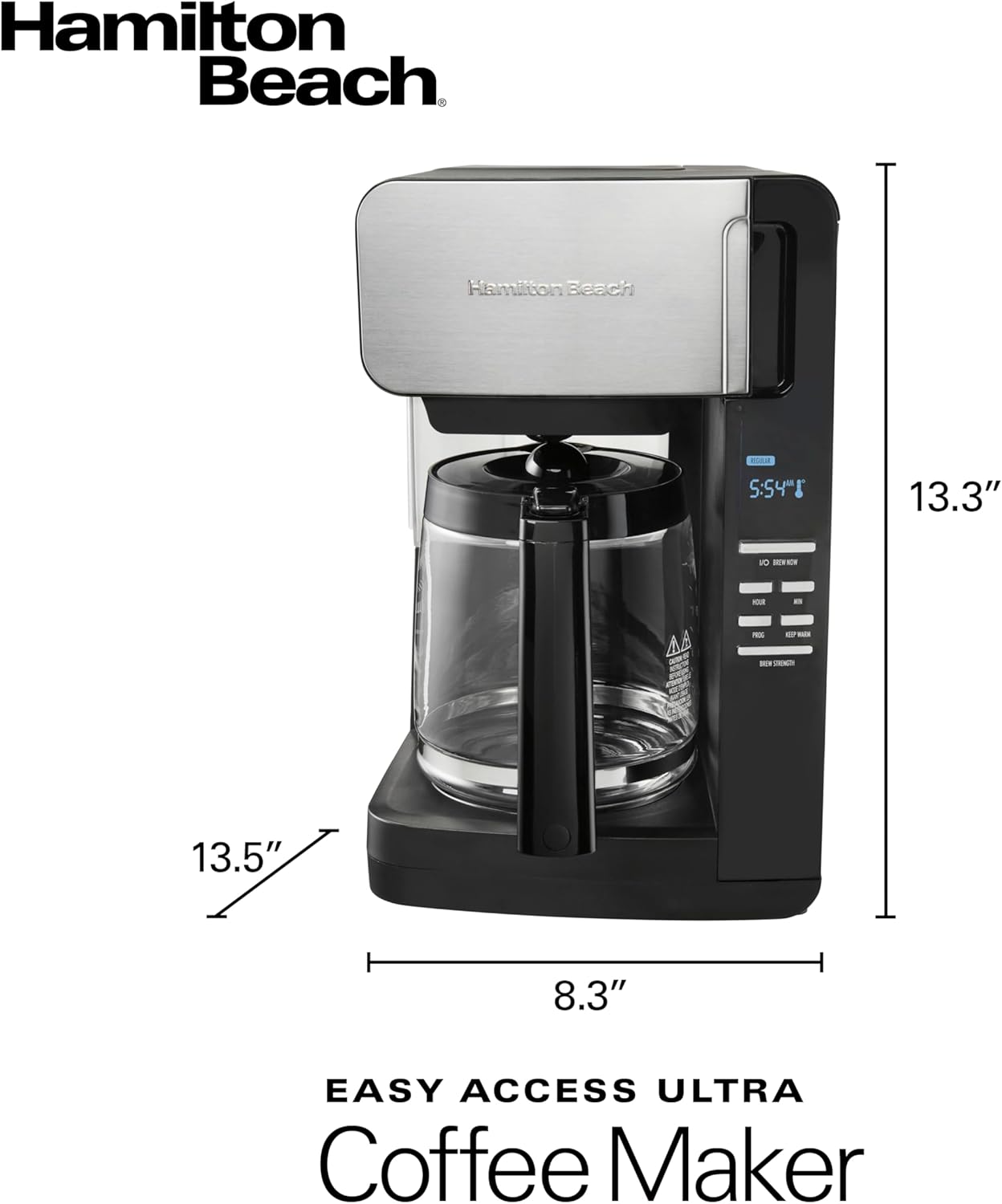 Hamilton Beach 12-Cup Programmable Ultra Coffee Maker with Easy Access, Black & Stainless 46203