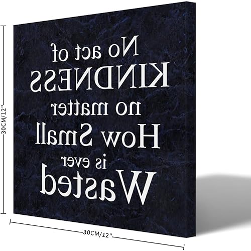 Miniatura 2 de COCOKEN Lienzo decorativo de pared de 12 x 12 pulgadas con cita inspiradora No Act of Kindness No Matter How Small Is Ever Wasted, obra de arte para