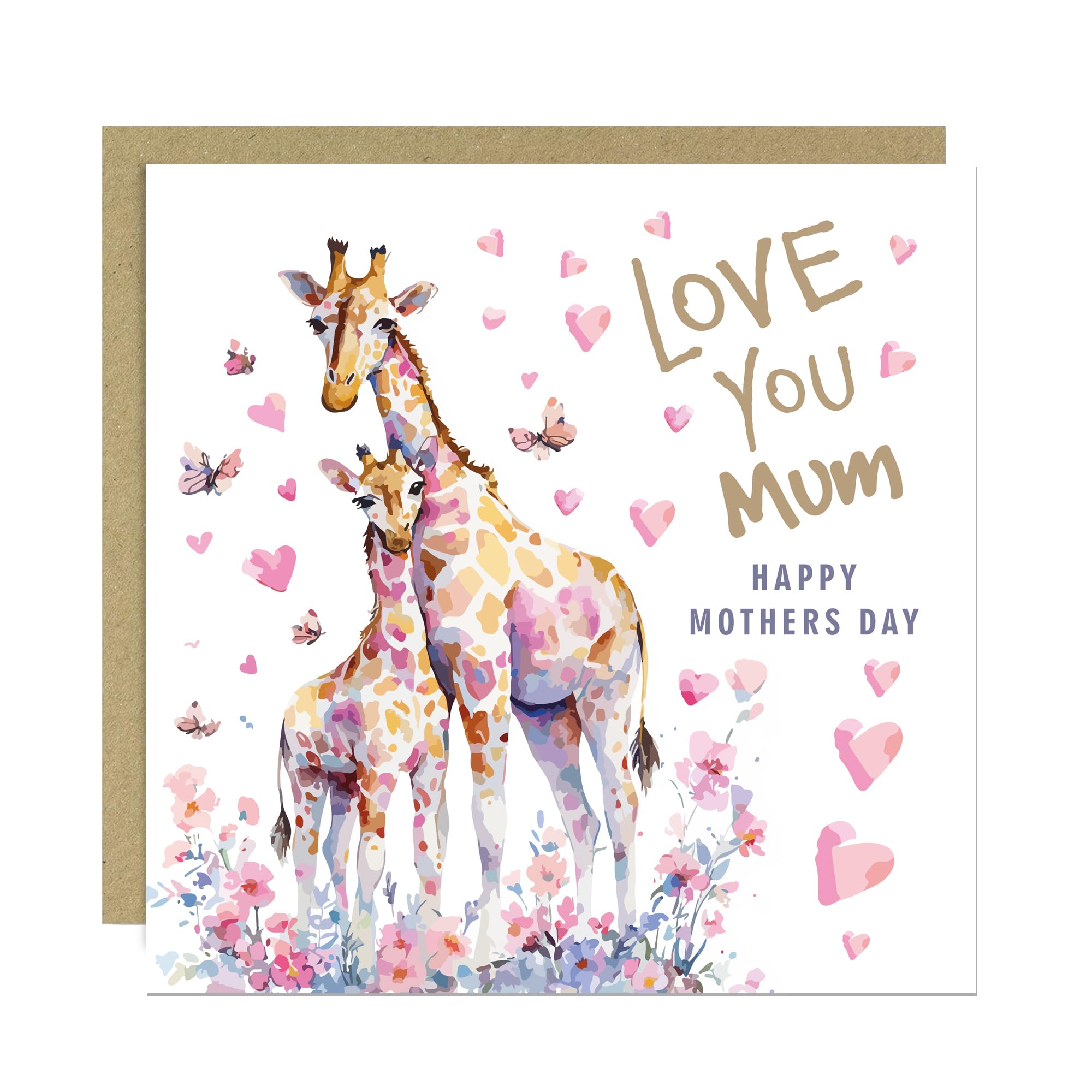 RED OCEAN Cute Card For Mum On Mothers Day, Love You Card For Mothers Day, Mother Cards From Daughter Son, Thank You Card For Mum With Kraft Envelope