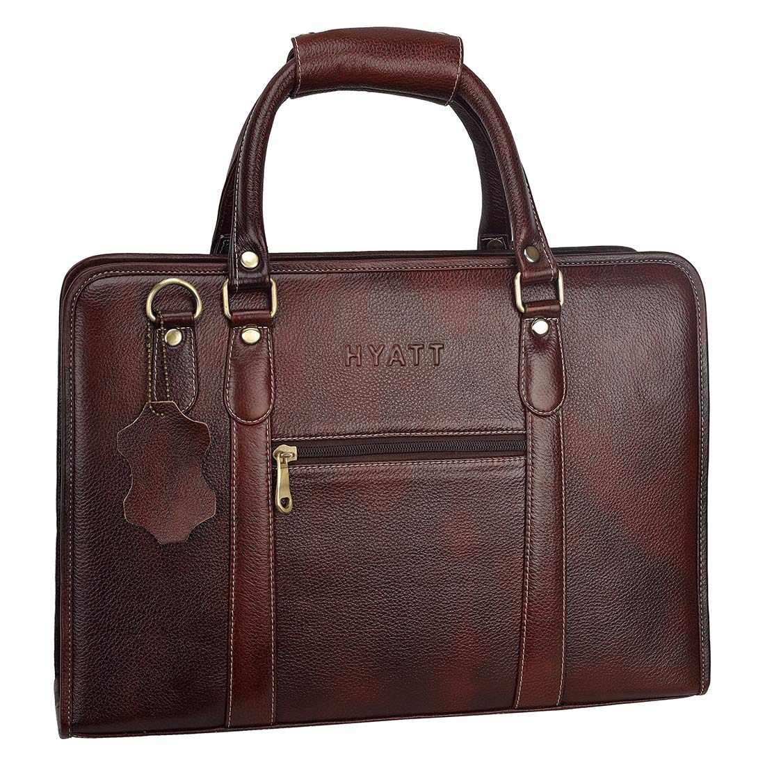 HYATT Leather Accessories 16 Inch Leather Men's Shoulder Bag L-42 x H-30 x W-12 cm (NDML01) (Brown)