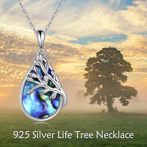 Miniatura 6 de AXELUNA Collar con colgante de luna y sol de plata de ley 925 con concha de abulón, luna y sol, para mujeres y niñas