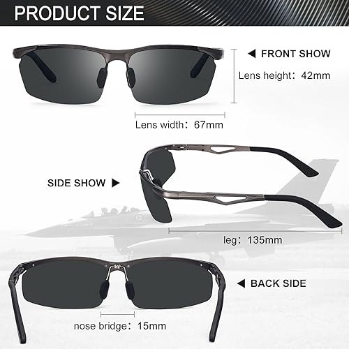 Miniatura 6 de CARFIA Gafas de sol polarizadas deportivas para hombre, protección UV, ultraligeras, Al-Mg, golf, pesca, al aire libre