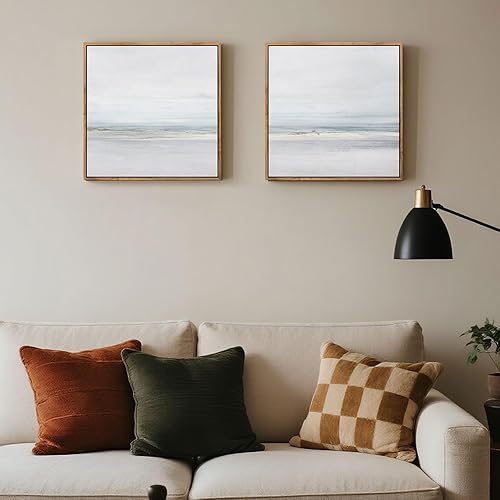 Miniatura 2 de Gardenia Art Lienzo enmarcado con océano, juego de arte para pared, tranquilo, playa, orilla, horizonte, cuadros, pósters, naturaleza, vida