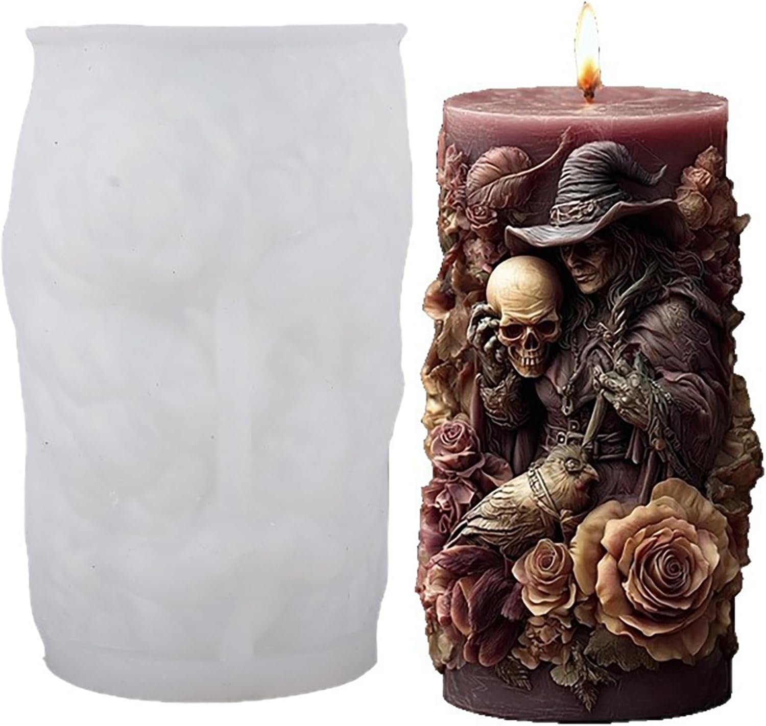 Skull Flower Mold - Cylinder Molds Silicone Wave Spiral Candle Mold - Silicone Resin Casting Molds for Candle & Resin & Soap Craft Supplies