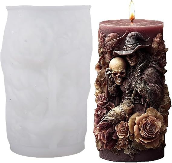 Skull Flower Mold - Cylinder Molds Silicone Wave Spiral Candle Mold - Silicone Resin Casting Molds for Candle & Resin & Soap Craft Supplies