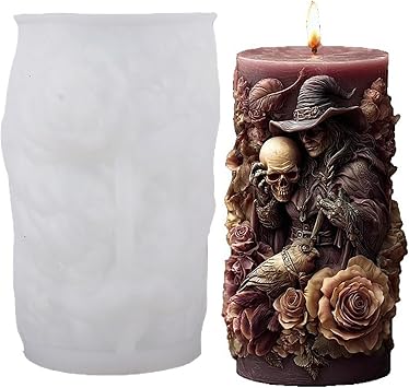 Skull Flower Mold - Cylinder Molds Silicone Wave Spiral Candle Mold - Silicone Resin Casting Molds for Candle & Resin & Soap Craft Supplies