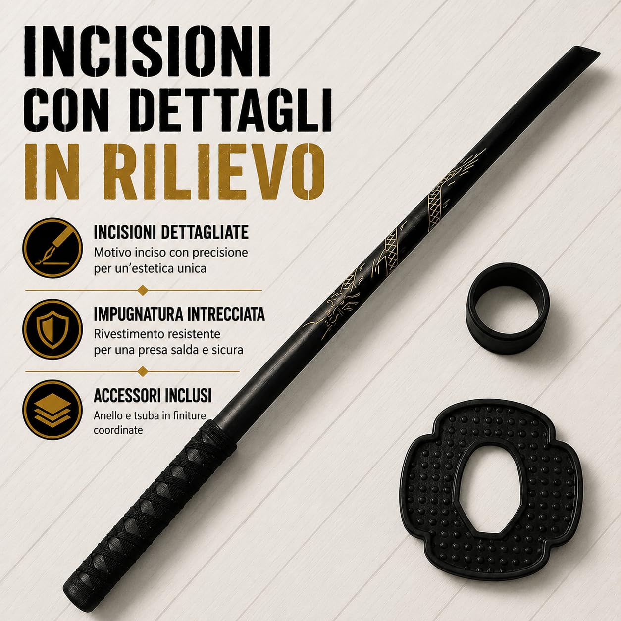 Bokken in legno, Shinai, Katana Wakizashi Tanto, Spada Kendo Accessori per armi in legno, Allenamento di combattimento con spada Kendo, Spada Samurai, Gioco di ruolo Cosplay Iaido