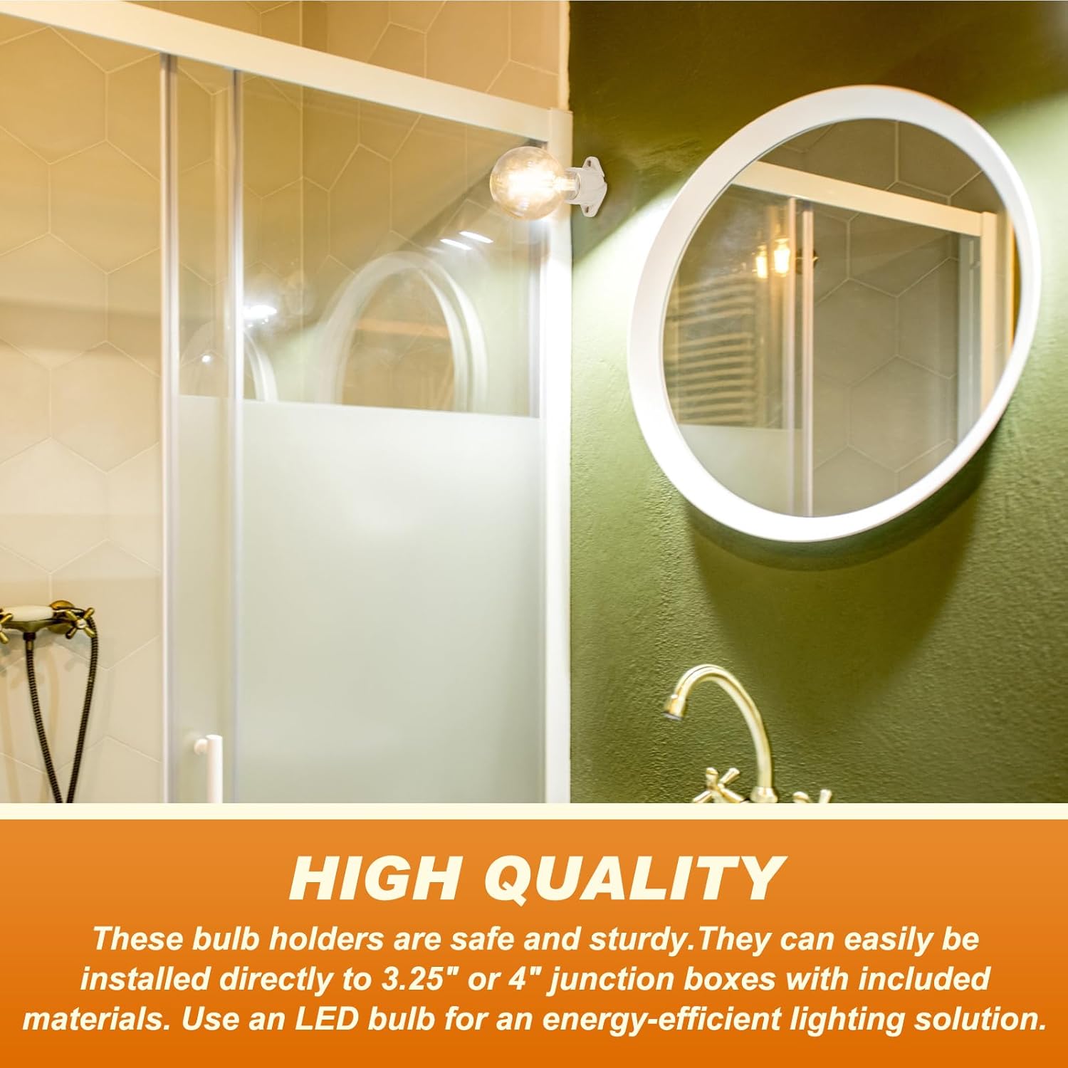 20 Pcs E26 Light Socket Porcelain Lamp Holder Socket Medium Keyless Threaded Base with Two Hole Flange Mounting and 6" Wire Indoor Garage Closet Lighting