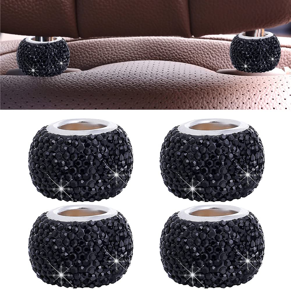 4 Collares Para Reposacabezas De Coche Con Cristales - Decoración Brillante Rosa Para Asientos (Universal)