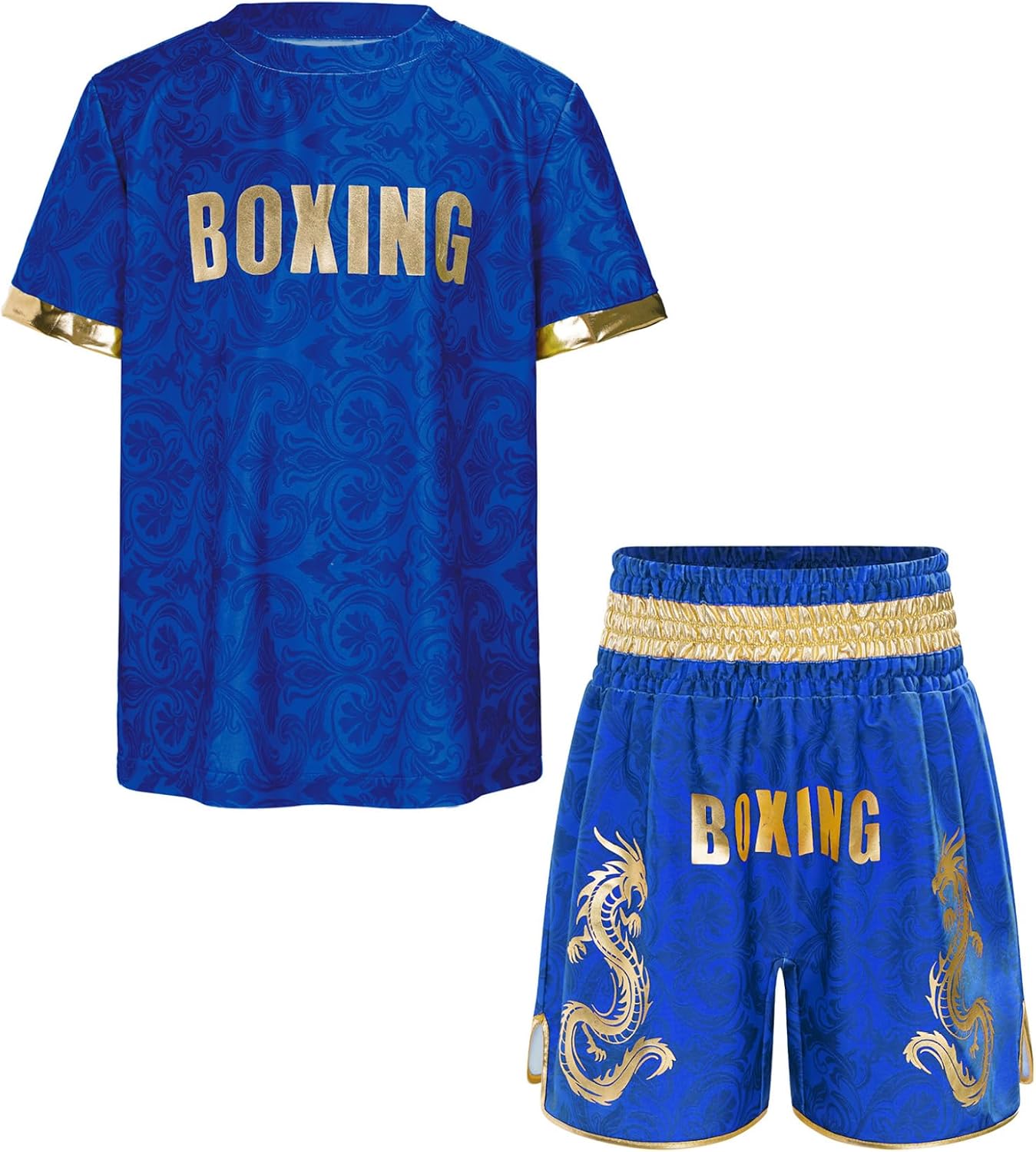Girls Boxing Training Suit Muay Thai Shorts Set Blue 8 Years