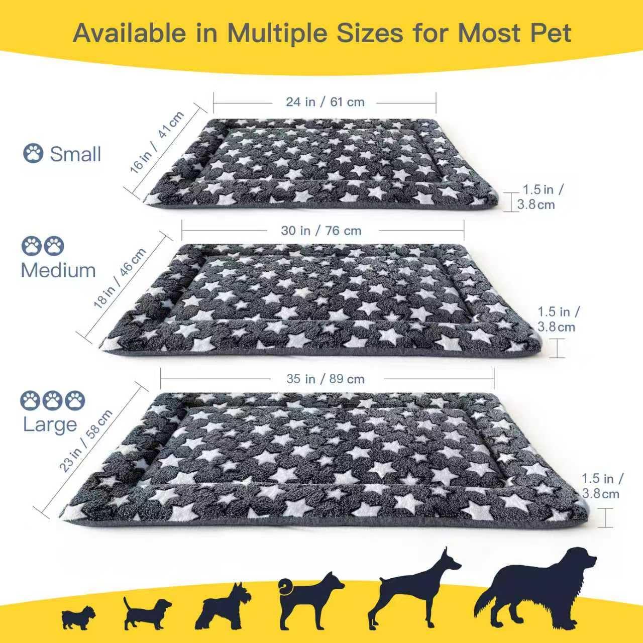Large Dog Bed Mat, Washable Dog Crate Pad with Non-Slip Bottom, Soft Kennel Pad for Large Dog Crate, Dog Cage for Large Dogs, Indoor Outdoor Dog Bed, Sleeping Mat, Gray, 35x23x1.5 in