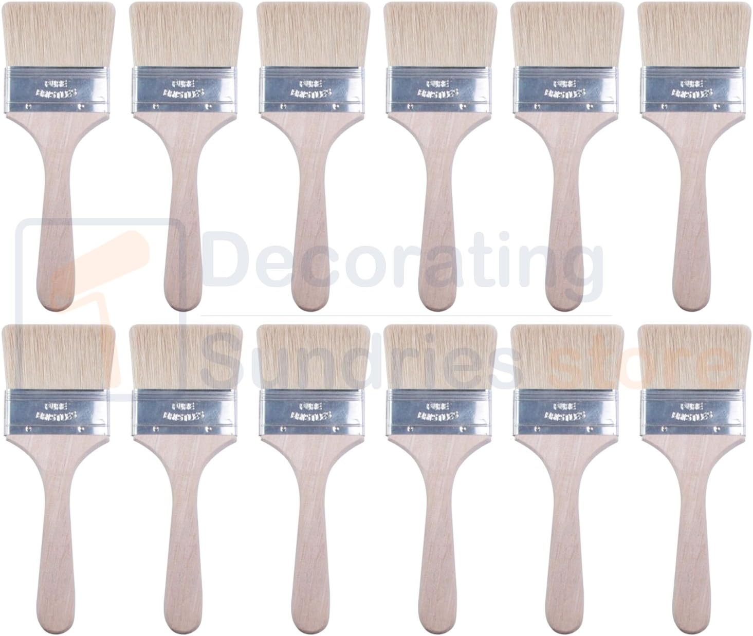 12 x Two Inch Paint Brushes 2" | 50mm Disposable Economy Paint Brush Pack | Laminating Brushes