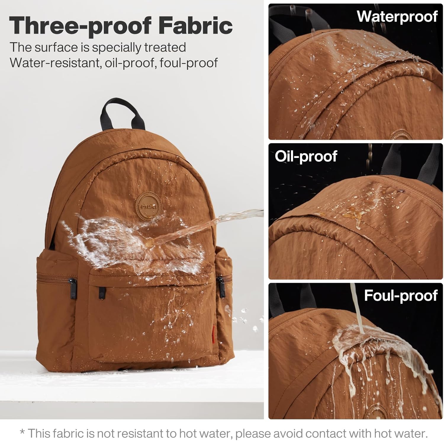 mixi Outdoor Lightweight Backpack Casual Carry On Laptop Backpack Travel Bookbag for Women Men, Water Resistant Durable Hiking Bag for Camping Weekender Sports College Work, 17 Inch, Brown - Image 4