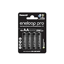 eneloop pro, batterie ricaricabili AA, Mignon, confezione da 4, capacità di min. 2500 mAh, batterie Ni-MH, pronte all’uso, ricaricabili fino a 500 volte, confezione senza plastica, pro, nere