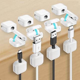 aceyoon Kabelhalter schreibtische Kabelclips, 12 Stück Magnetische Schreibtische Kabelmanagement Selbstklebend Kabel Organizer für Schreibtisch, Küchengeräte, Netzkabel, Ladekabel