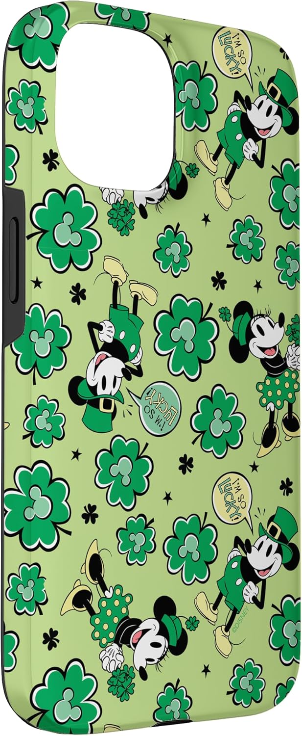 iPhone 15 Disney Mickey & Minnie St. Patrick’s Day Lucky 4-Leaf Clover Case