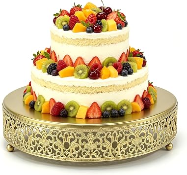 Cake Stand, Metal Round Cupcake Dessert Stand Cake Display Holder Cookies Fruit Serving Tray Decor for Wedding Party Birthday Baby Showers Anniversary 12in, Gold