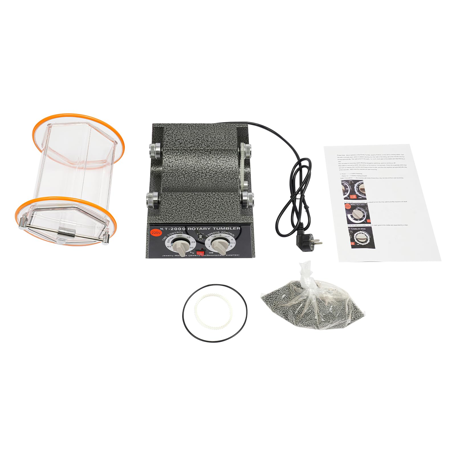 Máquina Pulidora para joyas tambor de bolas rotativo de joyas 150W, tumbler rotativo para bisutería de joyas con temporizador y control de 5 velocidades, pulido de anillos y collares
