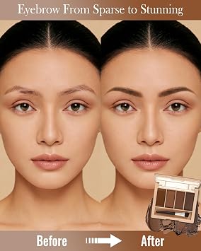 Eyebrow Powder Makeup Kit, 4 Colors Waterproof Long-Lasting Eye Brow Powder
