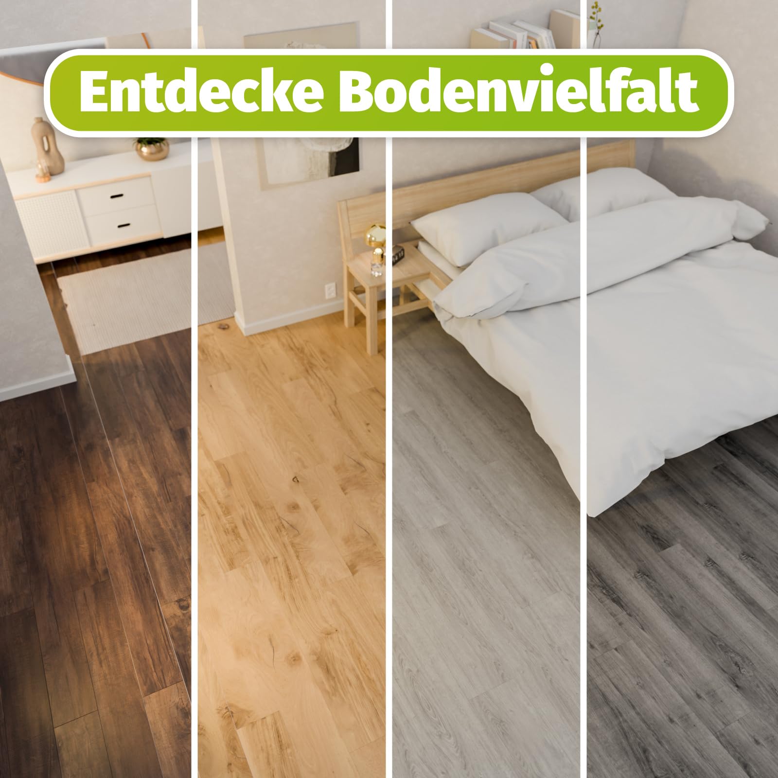 HORI Klick Hartvinylboden Rigid SPC Steinfliese Fliesenoptik - Klick-Vinyl mit Trittschalldämmung - schwimmende Verlegung - 91,5 x 47,4 x 0,6 cm - 1,736 m² - 4 Dielen