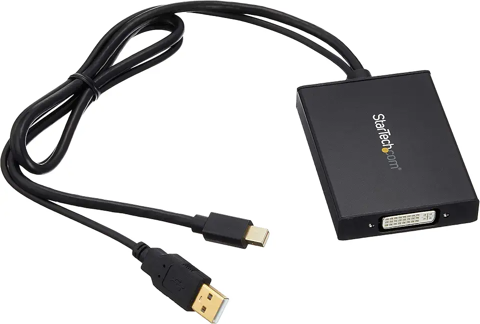 Startech com MDP2DVID2 Mini DisplayPort to Dual-Link DVI Adapter, Black | Mini DisplayPort to DVI, Dual-Link 2560 x 1600 60Hz, USB Powered, Plug-and-Play, DVI Converter, Any DVI-D Display