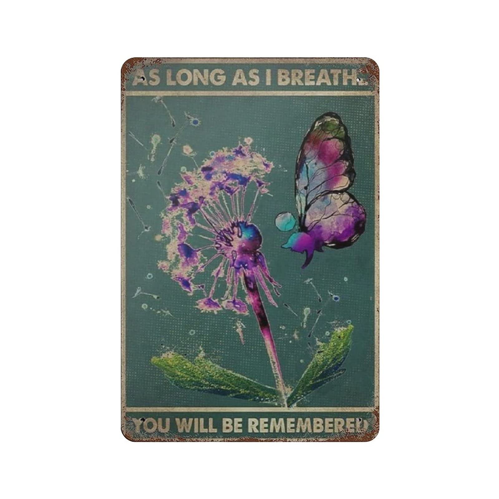 Butterflies Dandelion Metal Signs, Fun Poster For Bar Kitchen Cafe Farmhouse Wall Decor 12x8 Inch