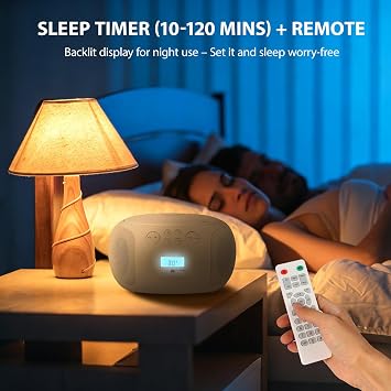 Portable CD Player Boombox AM FM Radio Bluetooth 5.4 Sleep Timer