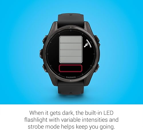 Miniatura 6 de Garmin Fenix 8 Premium Multisport GPS Running Smartwatch, 1.693 in  AMOLED, con clasificación de inmersión, linterna incorporada  titanio DLC gris