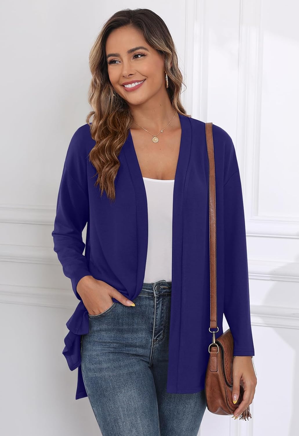 Women's Casual Lightweight Cardigans Open Front Long Sleeve Cardigan Sweaters Loose Fit - Image 4