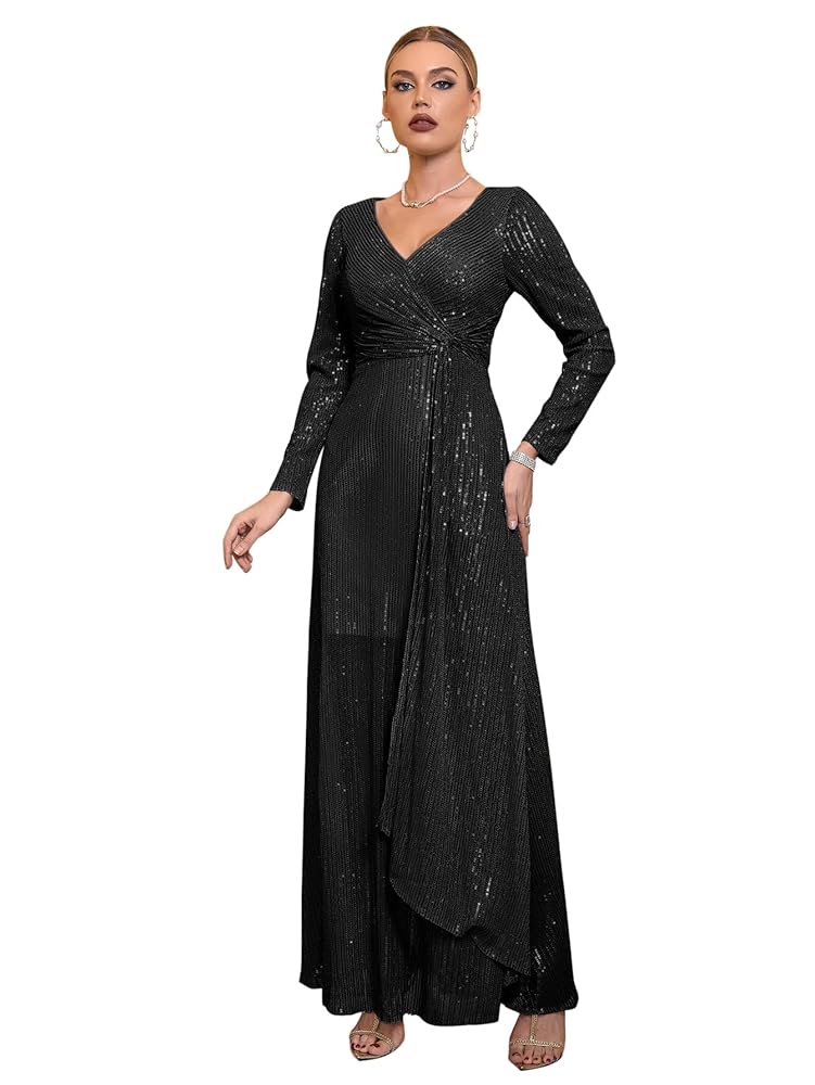 Amazon.com: meilun Long Sleeve Black Sequin Dress for Women