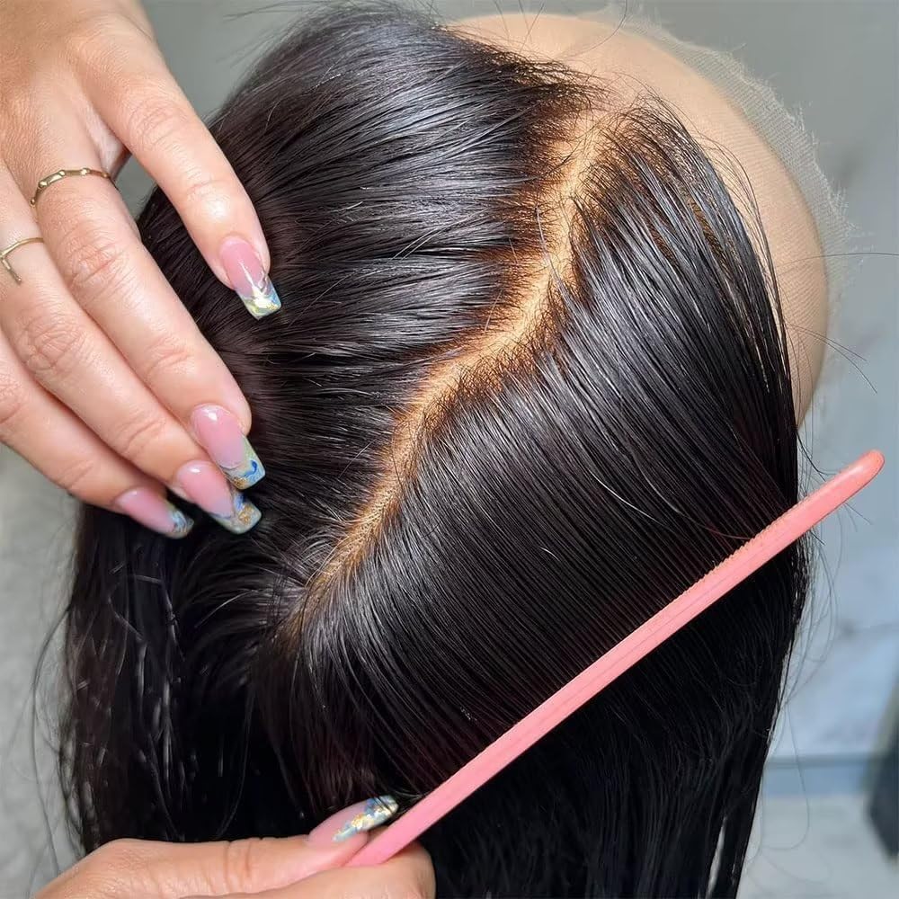 Straight Natural Black Glueless 13X4 HD Lace Front Wig With Baby Hair Pre Plucked 100% Virgin Human Hair Brazilian Remy Wig 150% Density for Black Woman 14 Inch