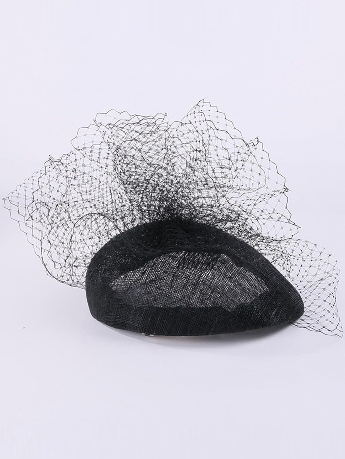 Elegant Sinamay Fascinator Hat with Veil Vintage Ladies Derby Church Cocktail Wedding Tea Party Dress Hat for Women - Image 3