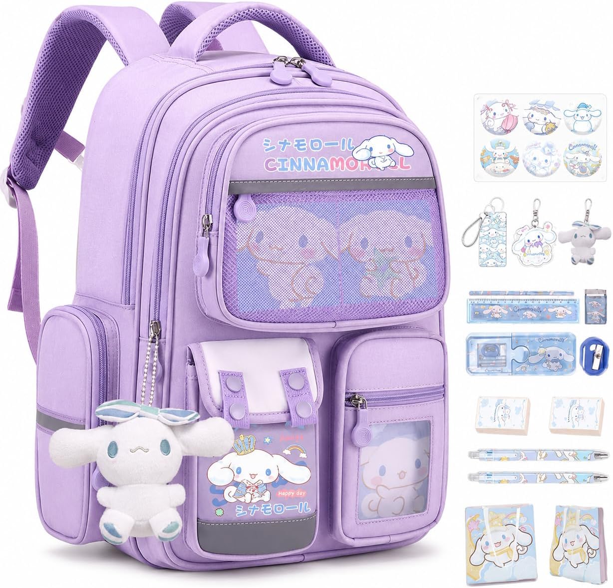 Festa Park Cute Backpack for Women Men, Ita Bag Kawaii Backpack Cutecore Grunge Y2K Daypack Shoulder Bag Bookbag Backpacks (Lilac)
