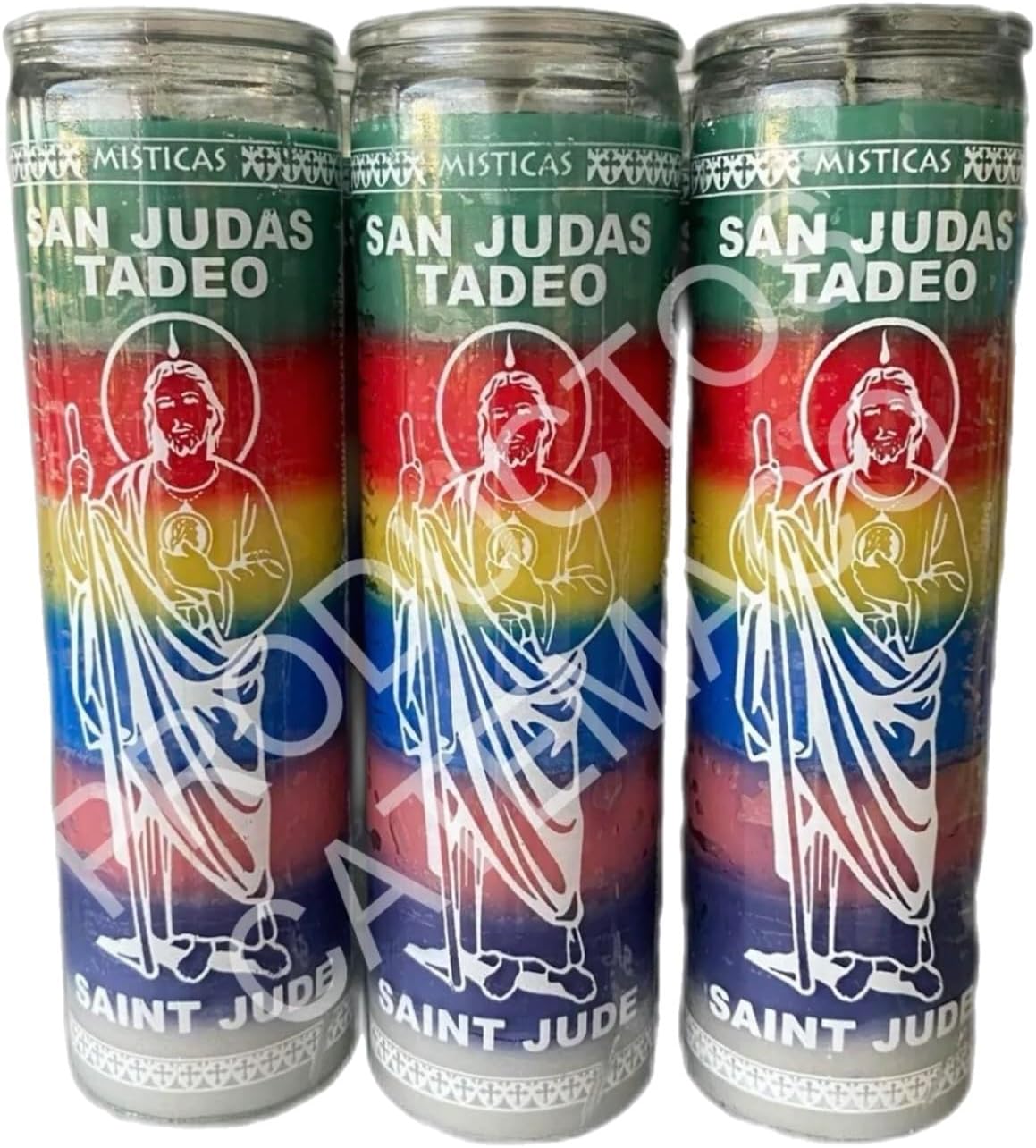 san Judas veladora | Saint Jude Candle | 8” | 7 Colors | Pack of 3