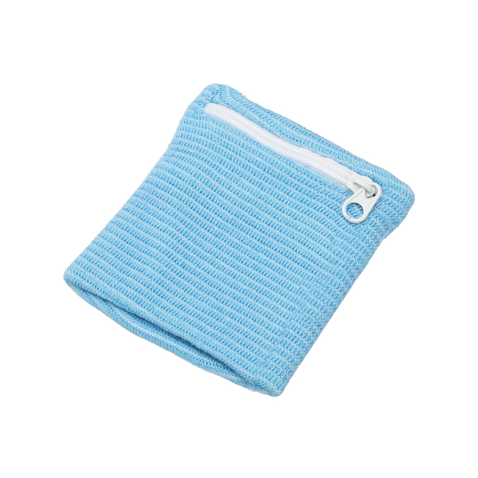YELARXI Wrist Wallet Wristband with Zipper, Cotton Wrist SweatBands Sports Absorb Sweat Wristbands Pouch Breathable Band & Sky Blue -Fitting for Storage Key Card/Running/Basketball