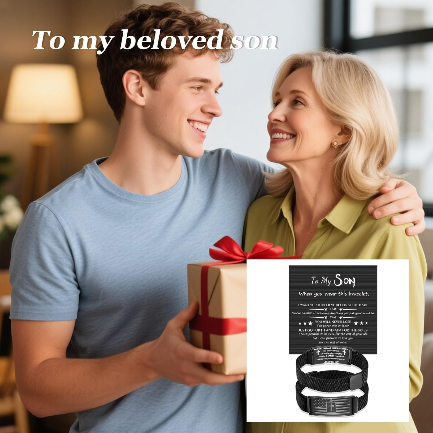 To My Son Bracelet from Mom Dad Mens Cross Bracelet Bible Verse Jesus Christian Bracelets Inspirational Birthday Gifts for Son - Image 7