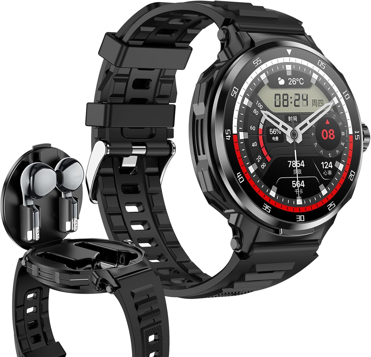Yihou Smart Watch with Earbuds 2 in 1 Watch with Earbuds Fitness Tracker for Men Women with Sleep Tracker Heart Rate Monitor NFC for Android iOS Green