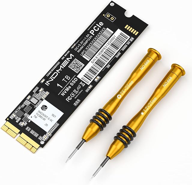 INDMEM 1TB NVMe PCIe SSD with Screwdriver Hard Drive Replacement for MacBook Pro Retina Late 2013 - Mid 2015, MacBook Air Mid 2013-2017, iMac Late 2013-2017, Mac Pro Late 2013, Mac Mini Late 2014
