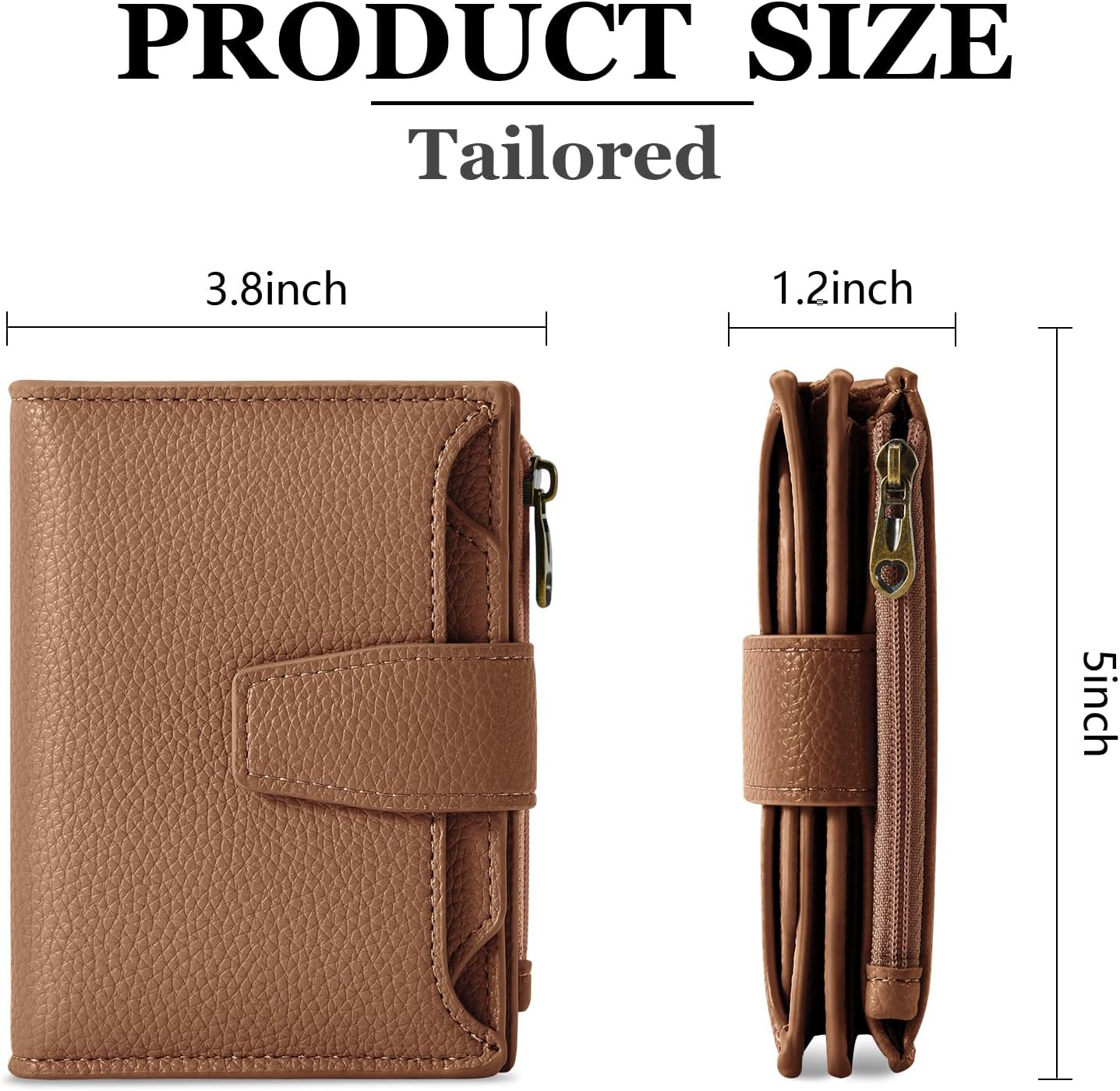 Small Wallet Women RFID Blocking Soft Leather Bifold Compact Card Holder Wallet for Women with Zipper Coin Pocket 4 ID Window - Image 3