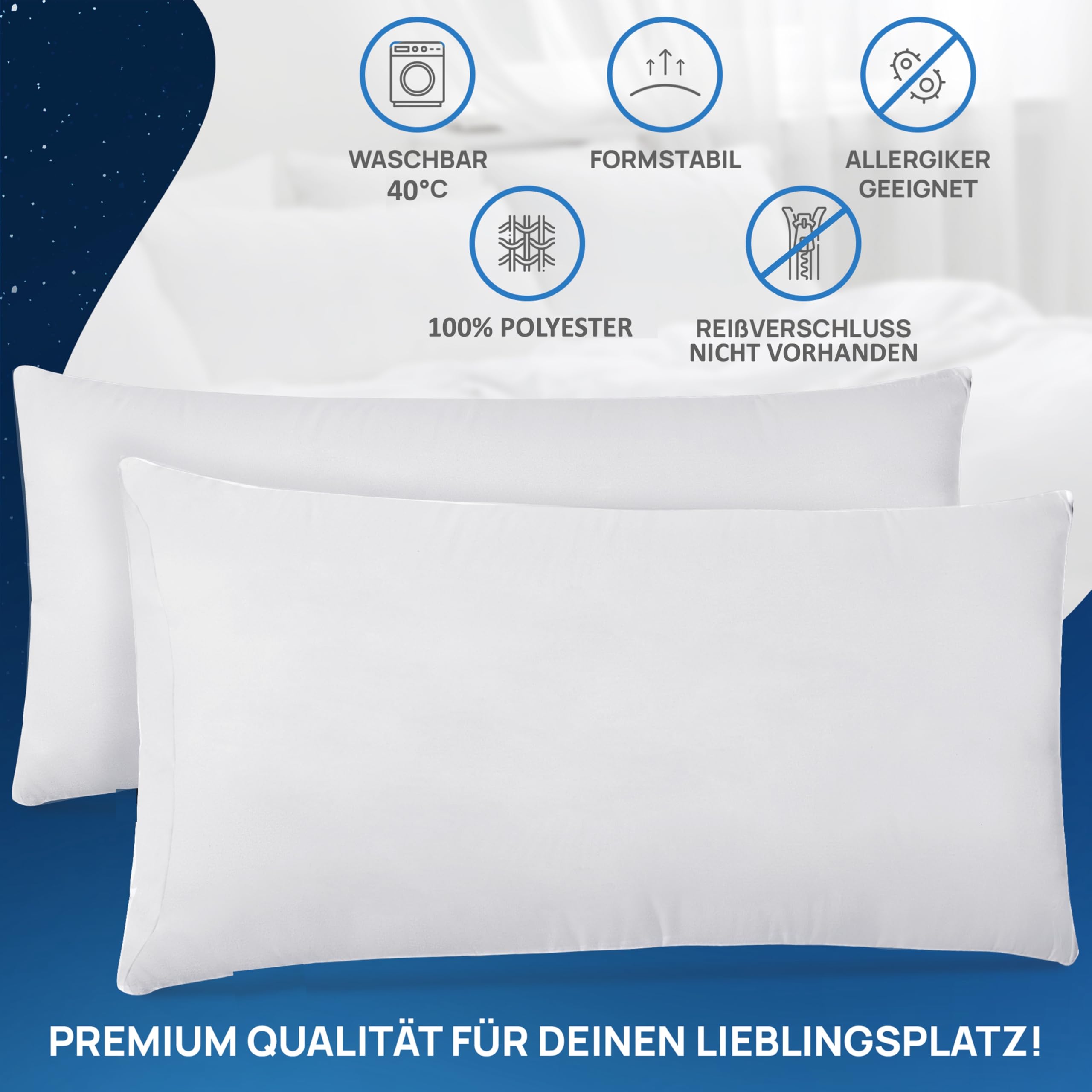 LILENO HOME Set van 6 kussen vulling 50x60 cm - Binnenkussen wasbaar op