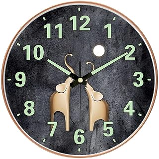 Ash & Roh Premium Round Wall Clock for Home Decor | Silent Non-Ticking Analog Clock with Wood Grain Design | Modern Decora... Price In India