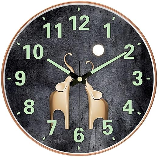 Ash &amp; Roh Premium Round Wall Clock for Home Decor | Silent Non-Ticking Analog Clock with Wood Grain Design | Modern Decora...
